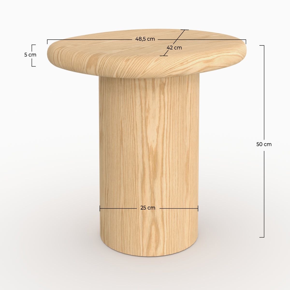 Table d'appoint Nubia placage chêne naturel dimensions cotes – Maison Pavane