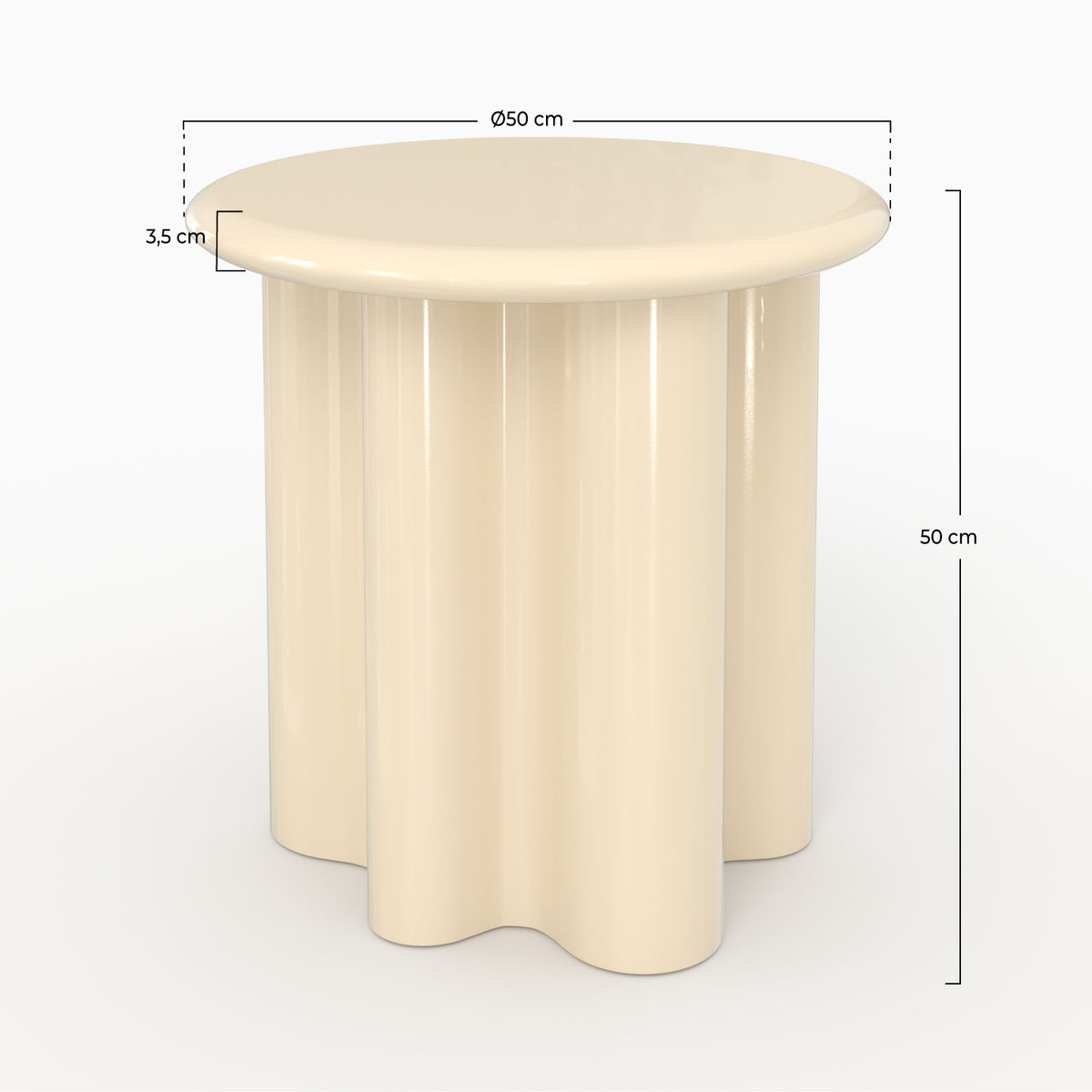 Table d'appoint Olya laquée blanc cassé, D50 cm