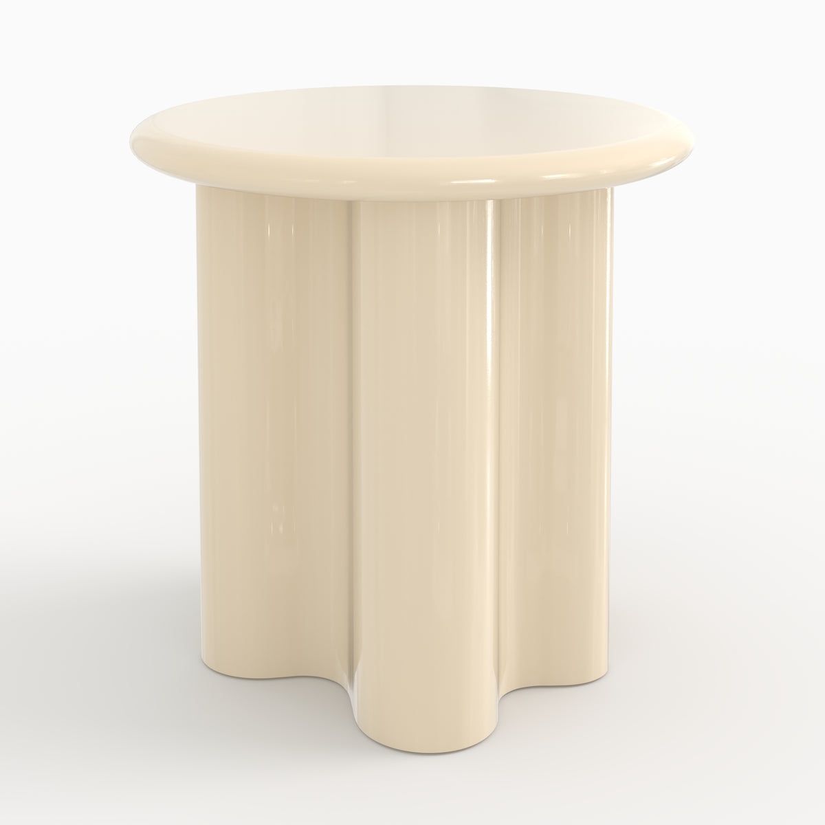 Table d'appoint Olya laquée blanc cassé, D50 cm