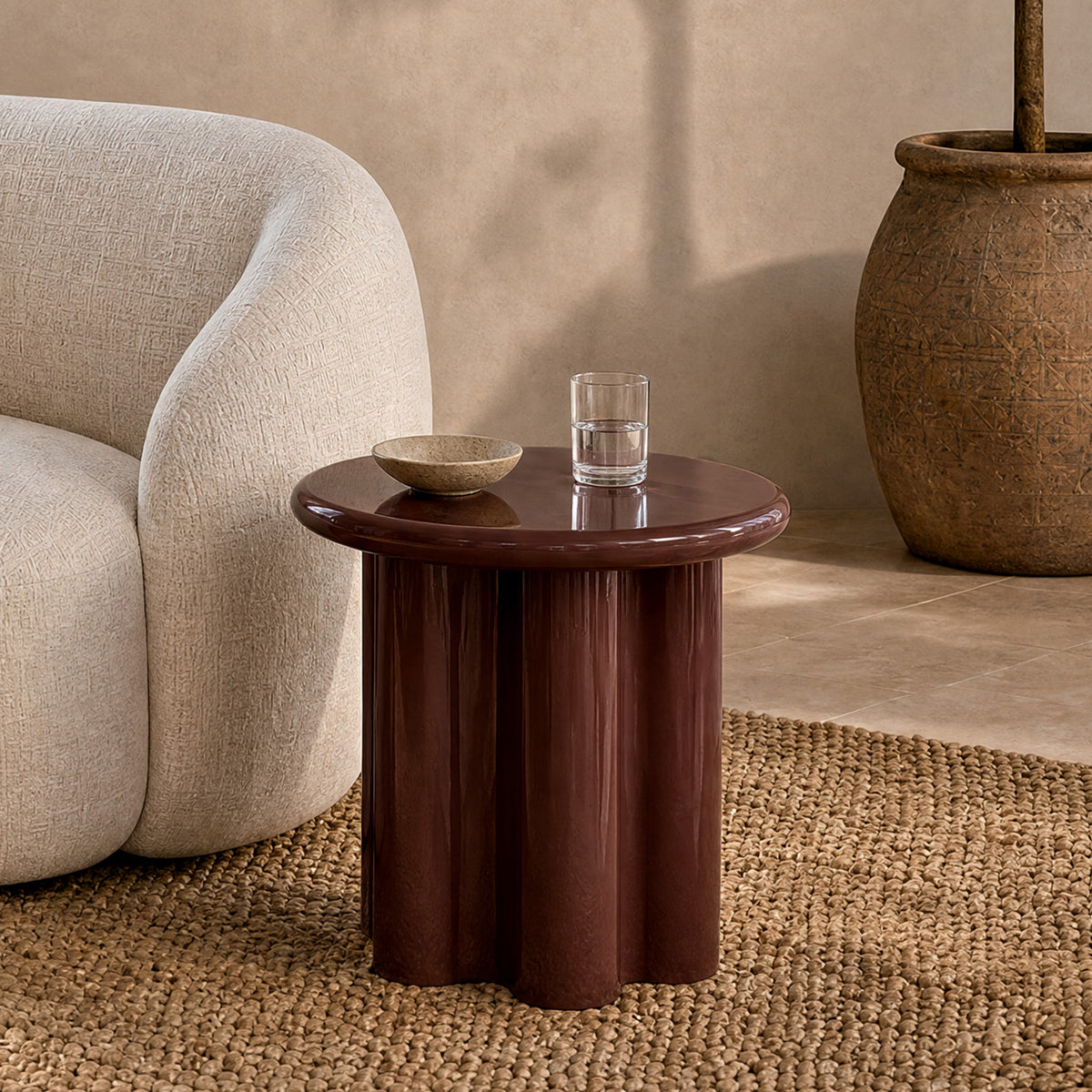 table d'appoint salon contemporain moderne design bordeaux rouge ceriseOlya