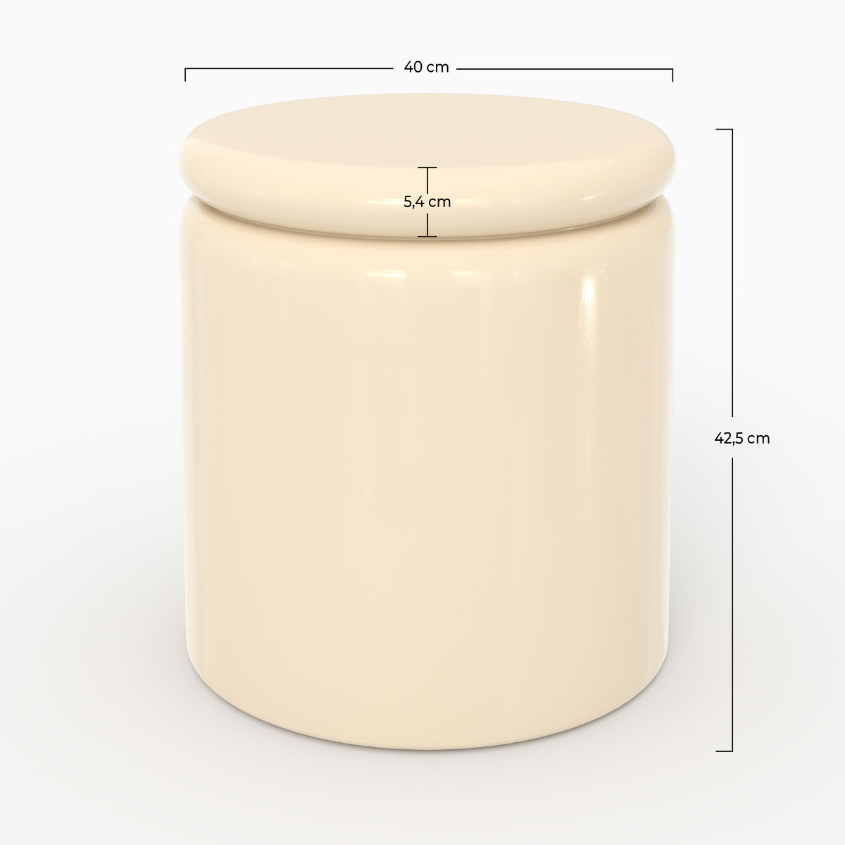 Table d'appoint Oscar en MDF laqué blanc cassé, D40 cm