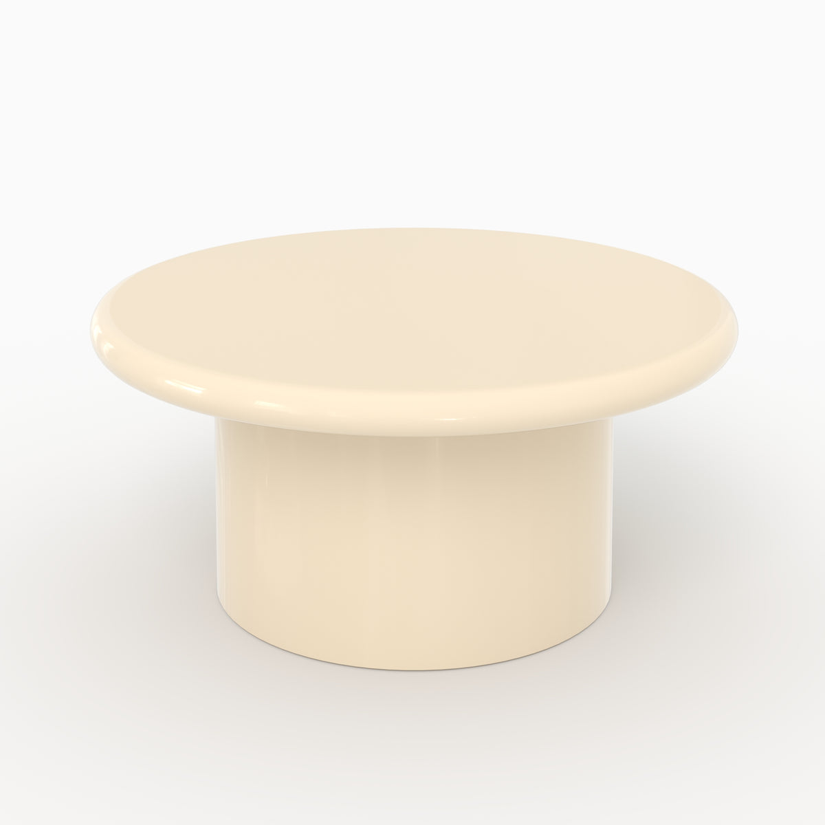 Table basse Apoline laqué blanc crème D80 trois quarts – Maison Pavane