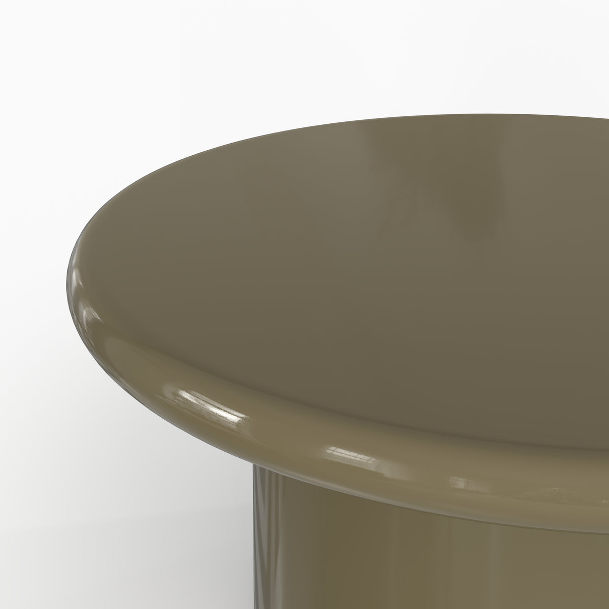 Table basse Apoline vert kaki détail bord plateau – Maison Pavane
