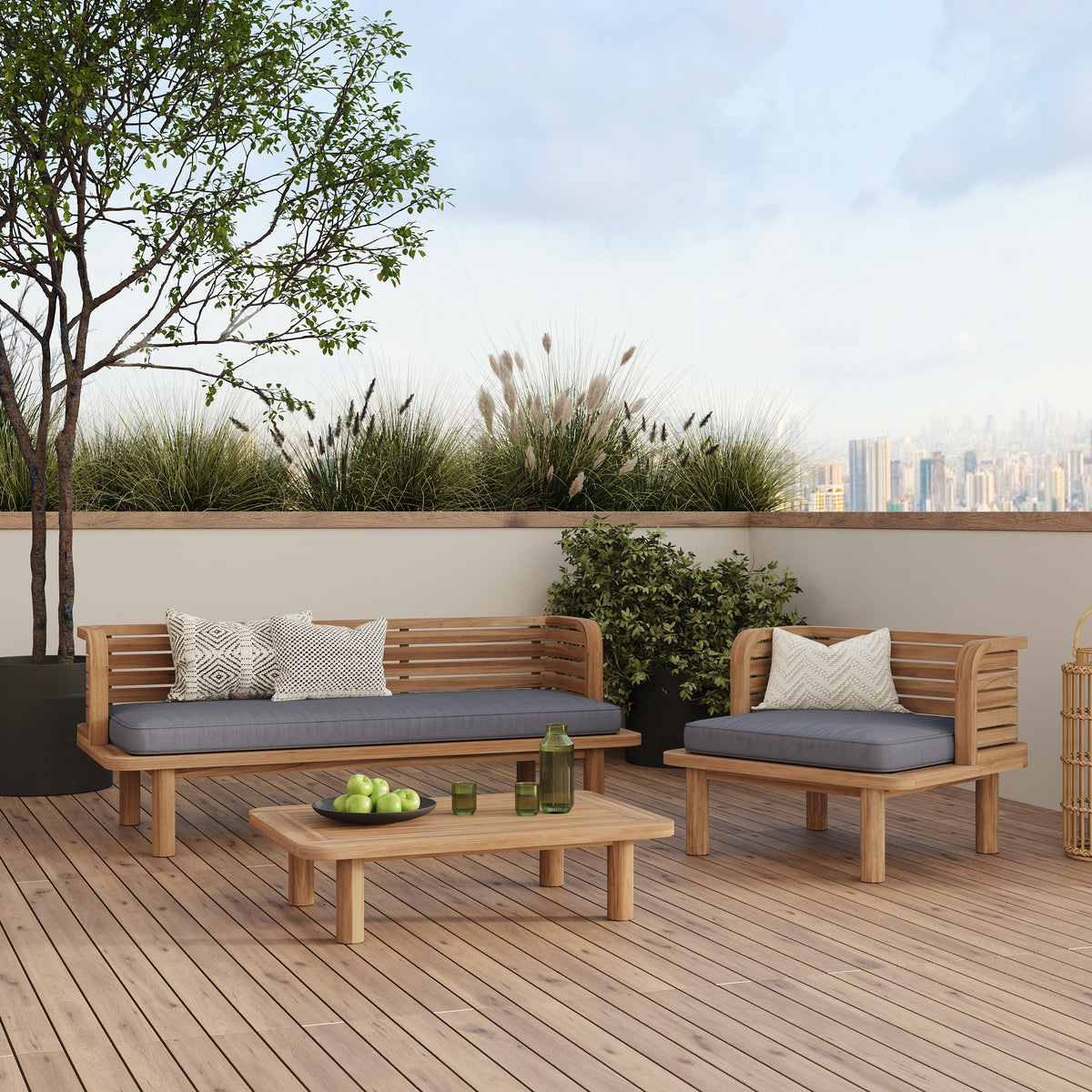table basse de jardin en bois rectangle