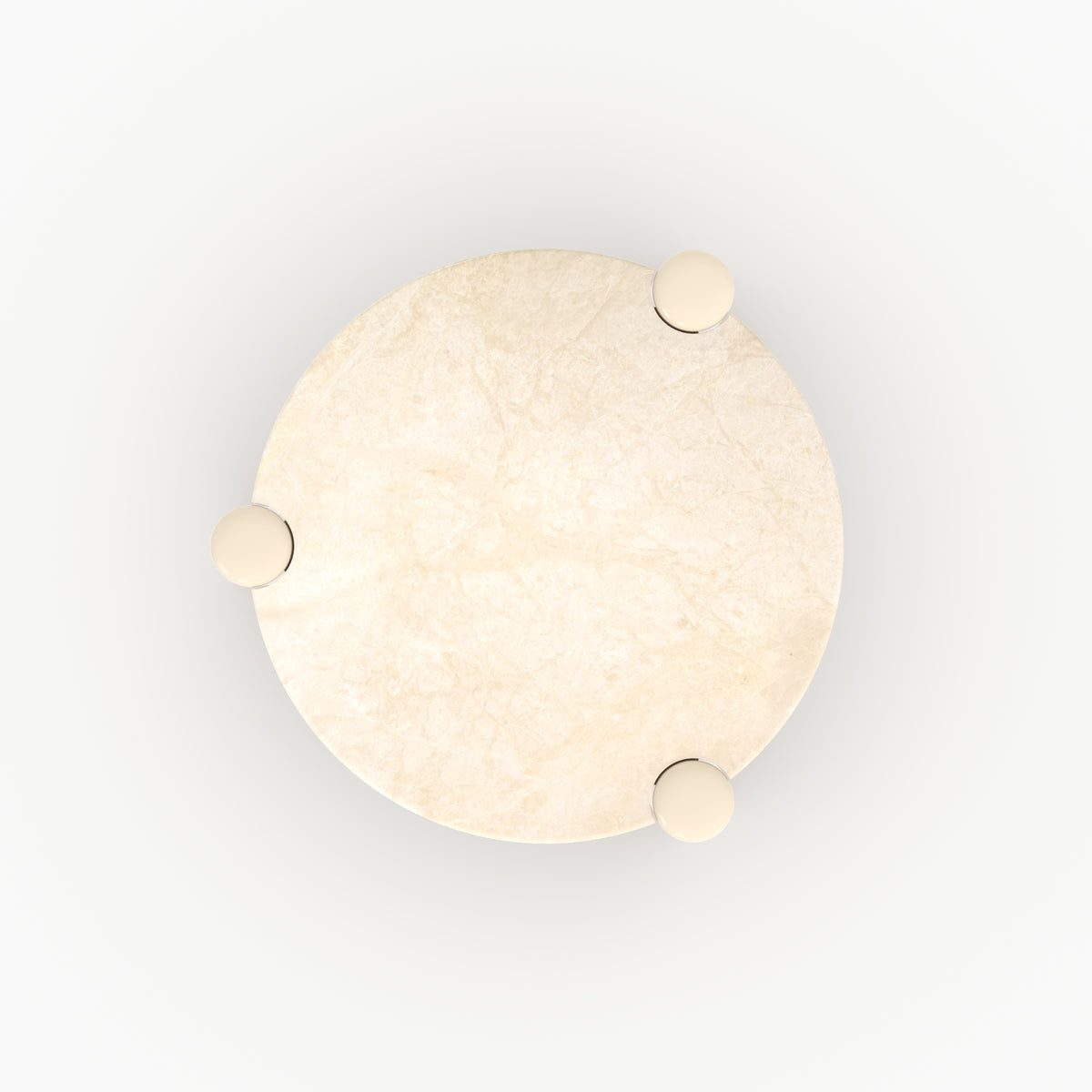Table basse Hanaé en marbre avec pieds laqués beiges, D86 cm