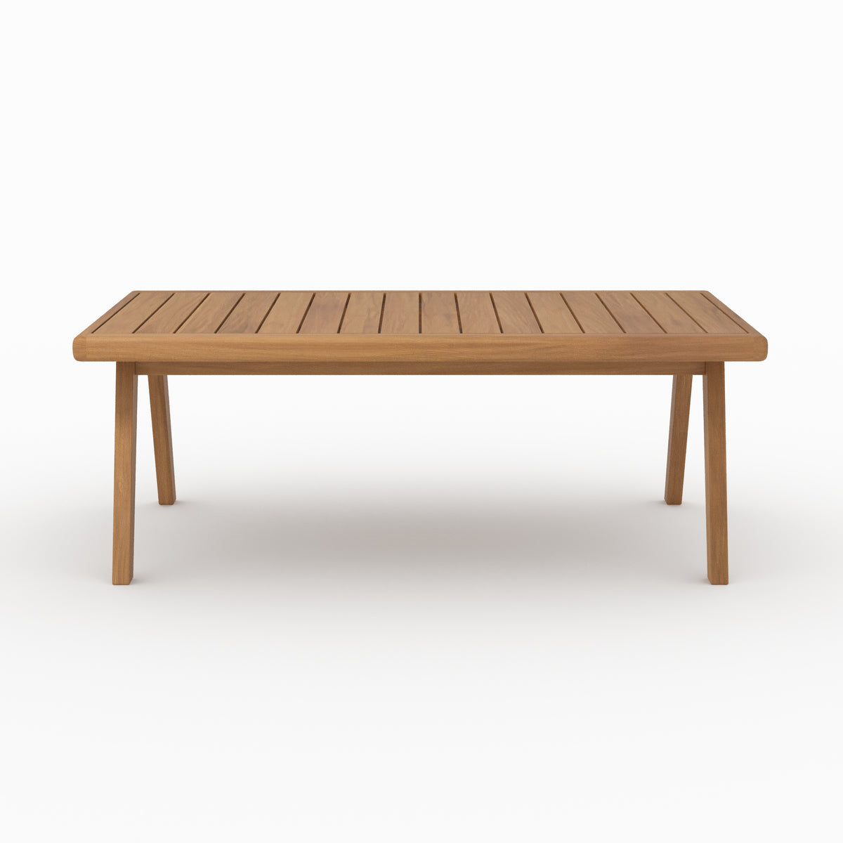 Table basse jardin Siargao acacia huilé rectangulaire vue face
