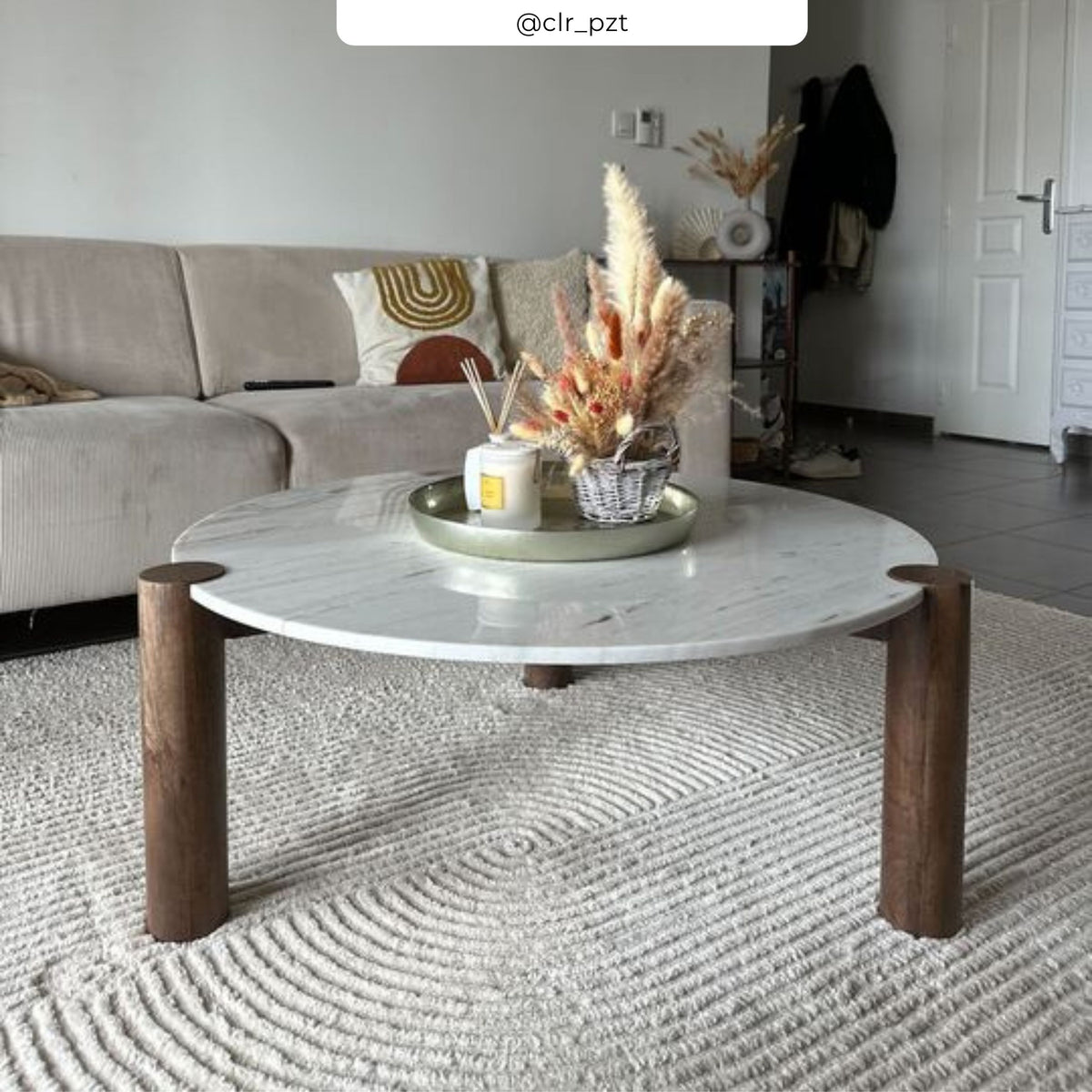 table basse marbre et bois fonce pauline rdv deco