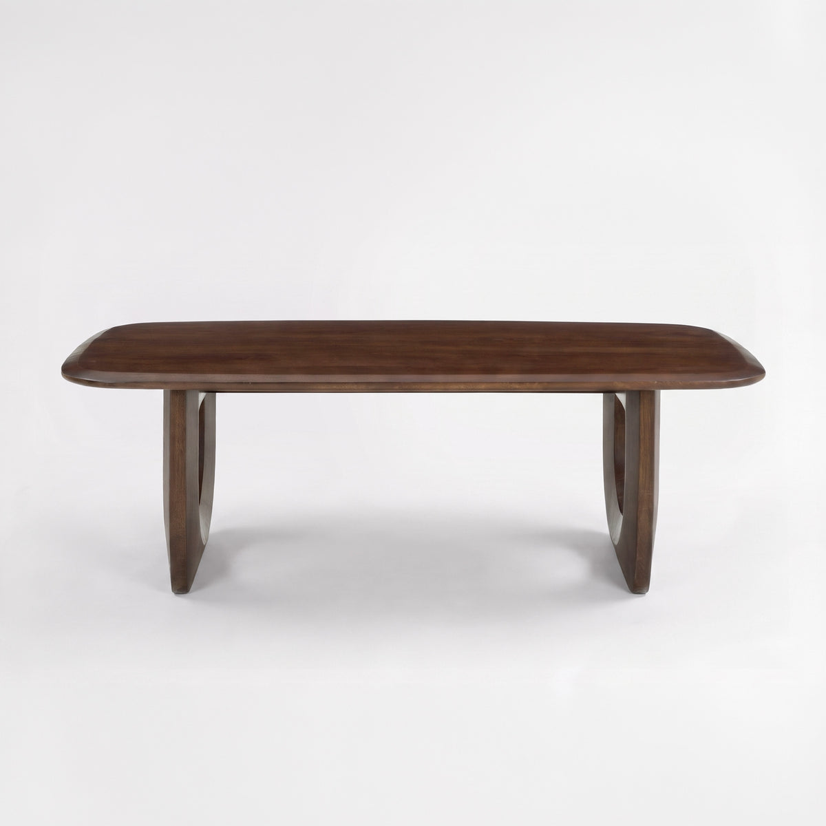 Table basse Maya en bois de manguier massif marron foncé 120 cm, vue de face - Maison Pavane