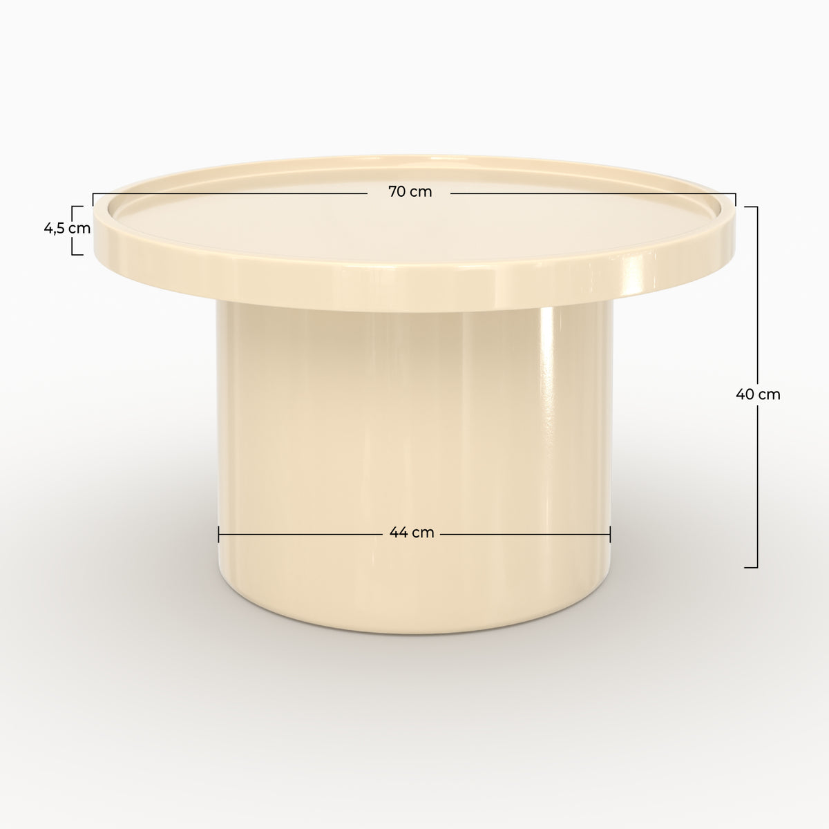 Table basse Nora en MDF laqué blanc cassé, D70 cm
