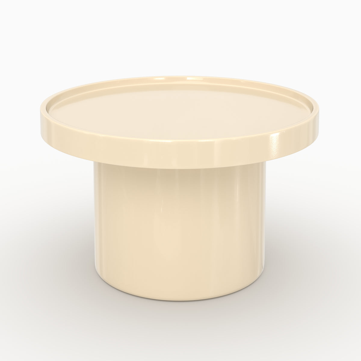 Table basse Nora blanc ivoire D70 H40 MDF séjour vue face – Maison Pavane