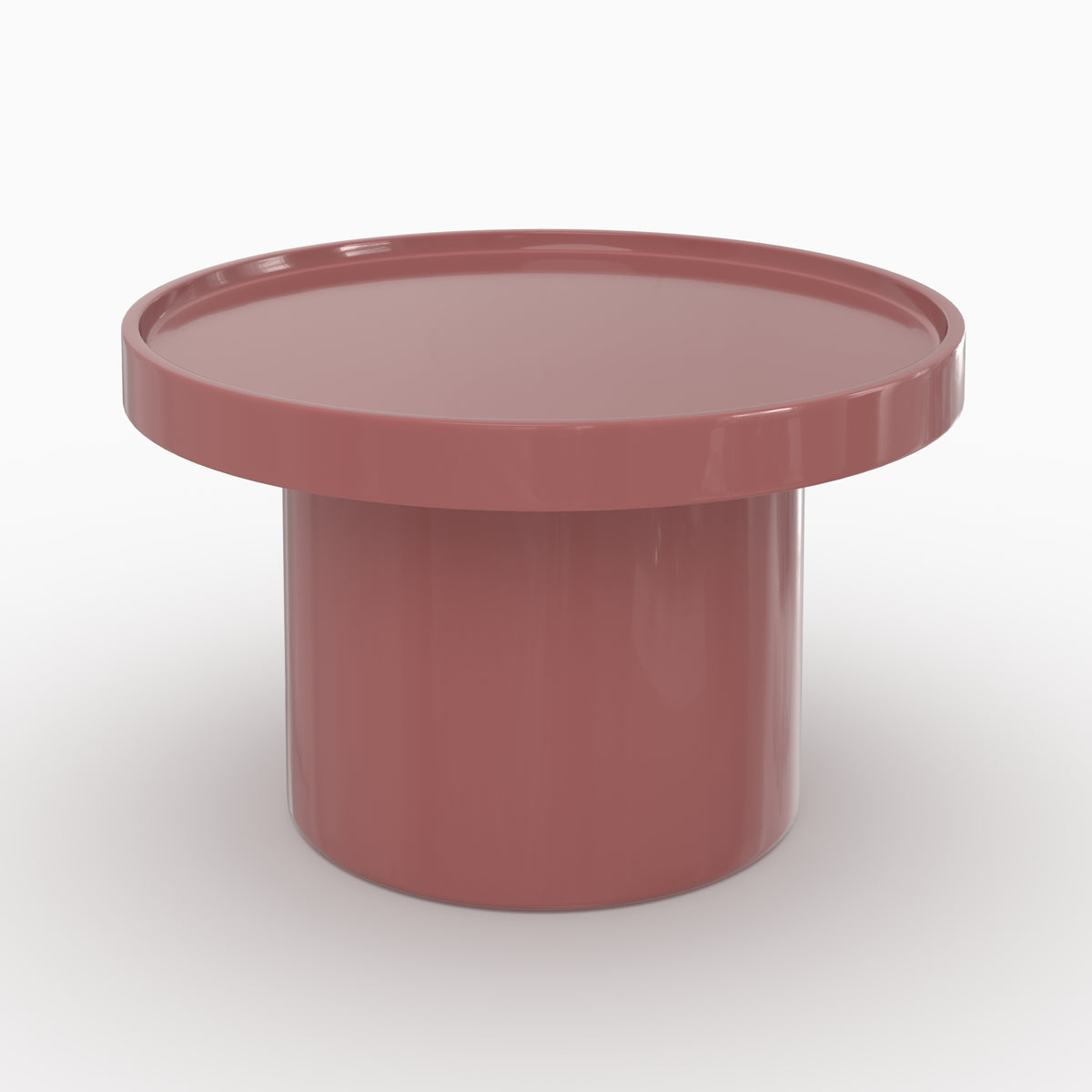 Table basse Nora laquée rouge foncé D50 H30 MDF vue face – Maison Pavane