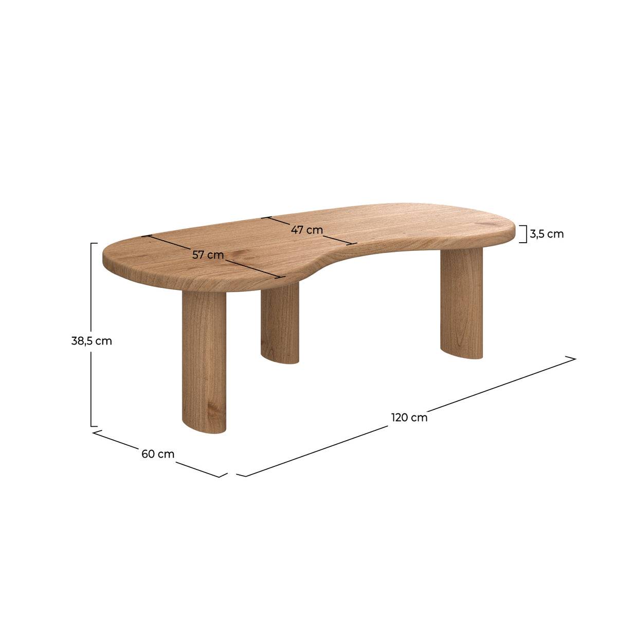 table basse organique brandan en bois massif