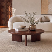 Table basse ronde bois foncé Galia salon – Maison Pavane