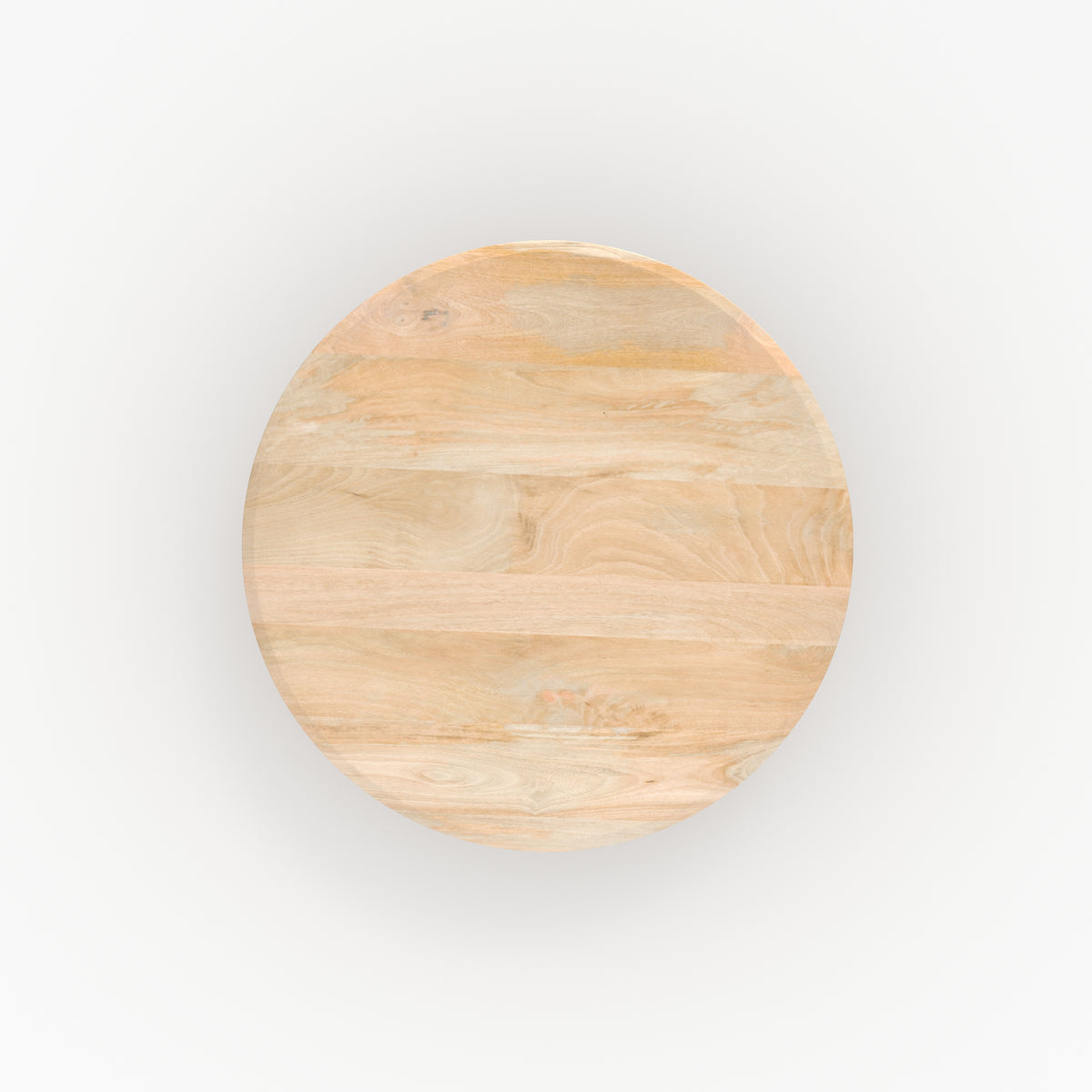 tavolino rotondo in legno molto chiaro di mango sacha