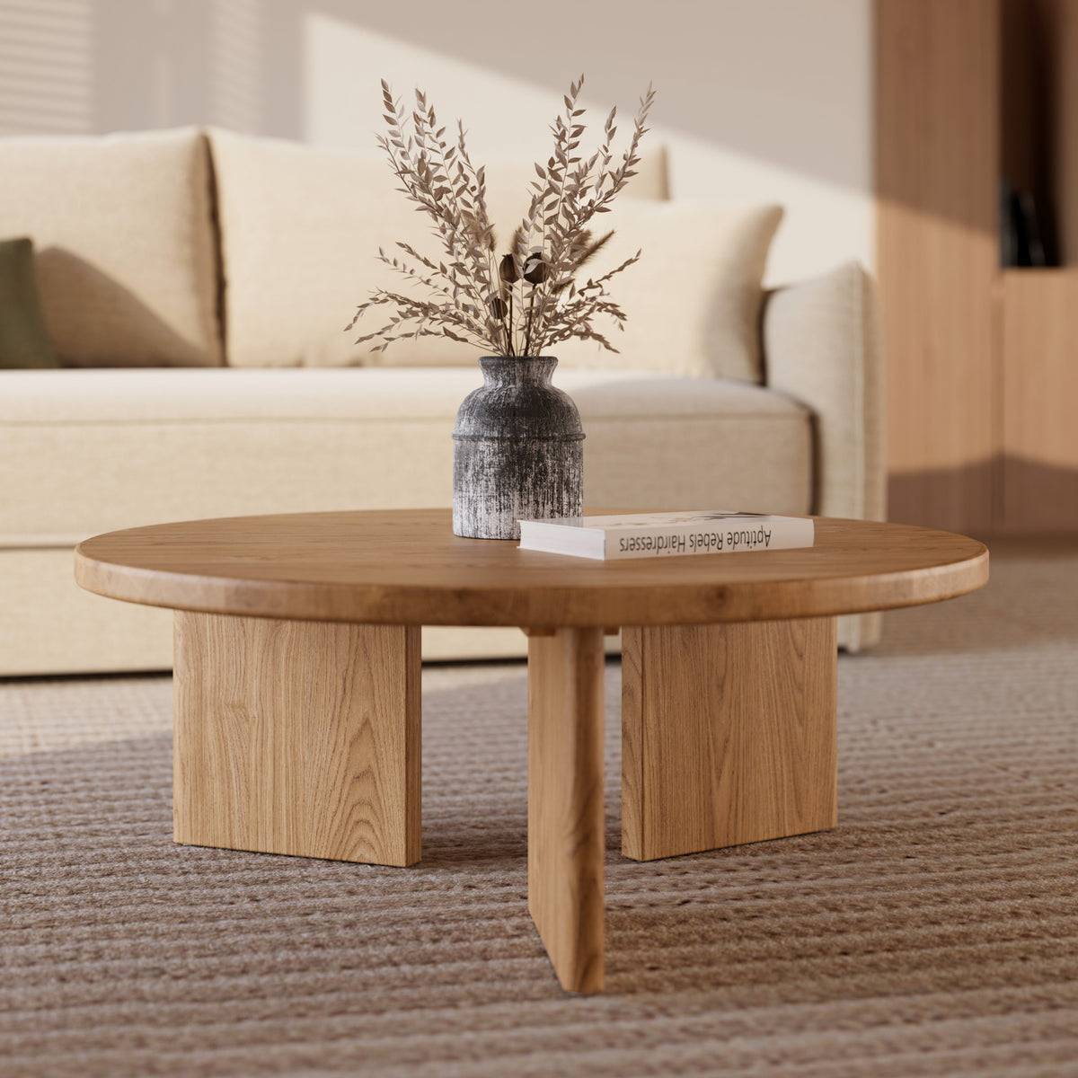 table basse ronde galia bois mindi massif rdv deco