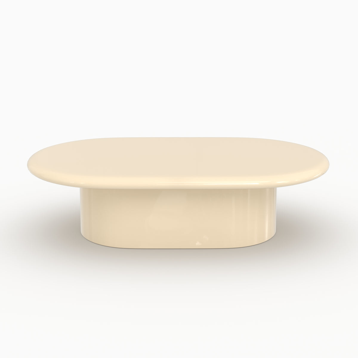 Table basse ovale Sia en MDF laqué blanc cassé, 120 cm