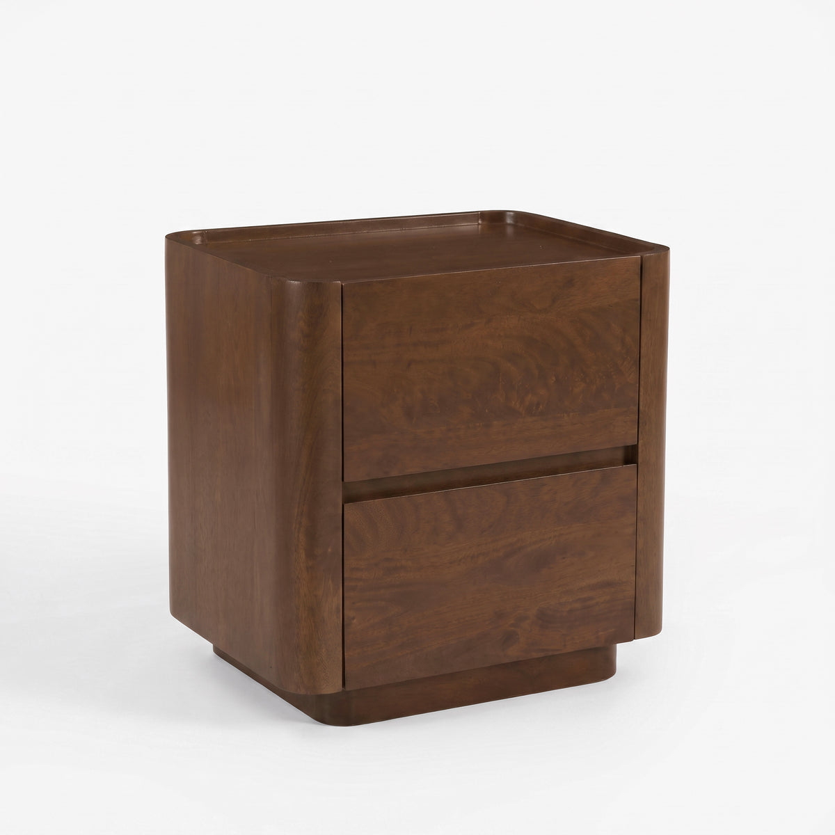 Table de chevet Aldo en bois de manguier noyer, vue de trois quarts - Maison Pavane