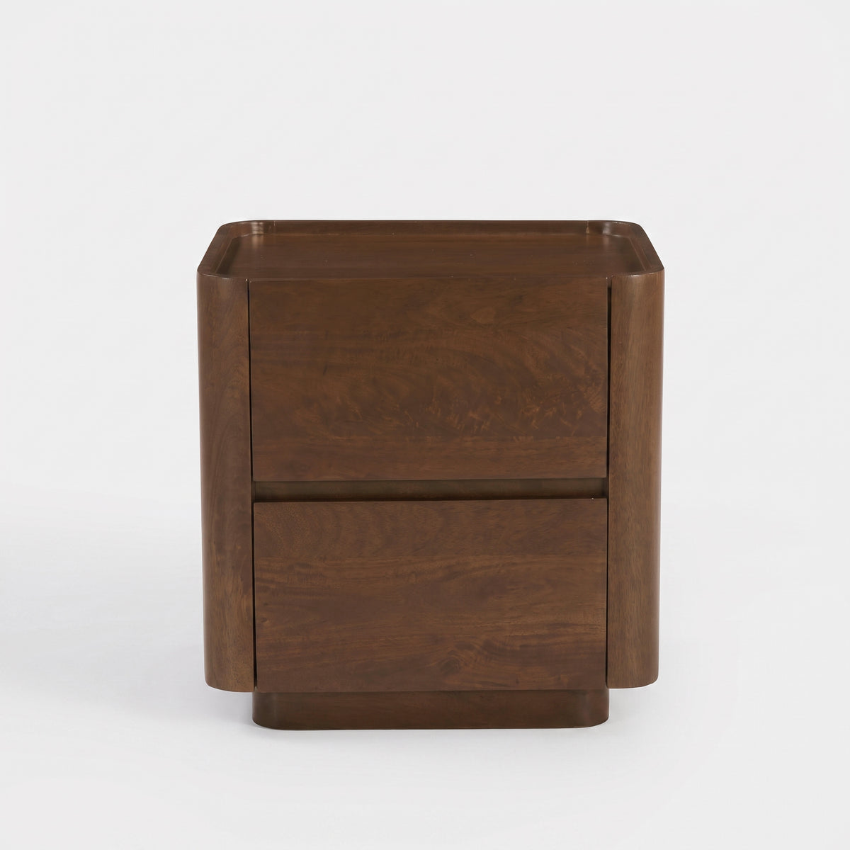 Table de chevet Aldo en bois de manguier noyer, vue de face - Maison Pavane