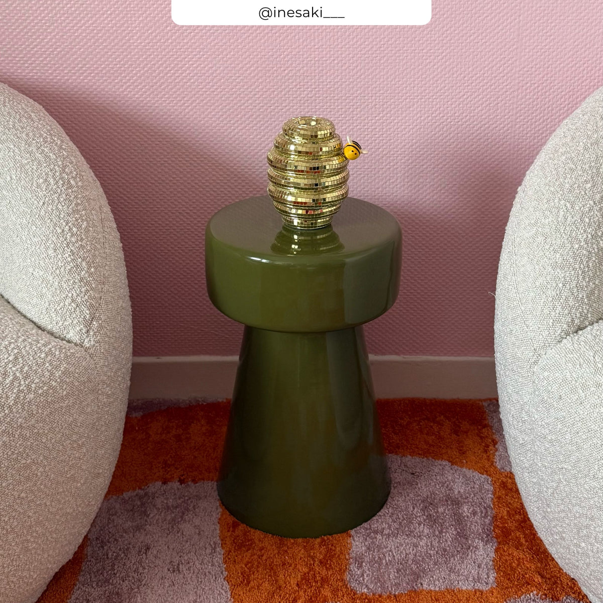 table d appoint athena vert kaki metal glossy vert olive