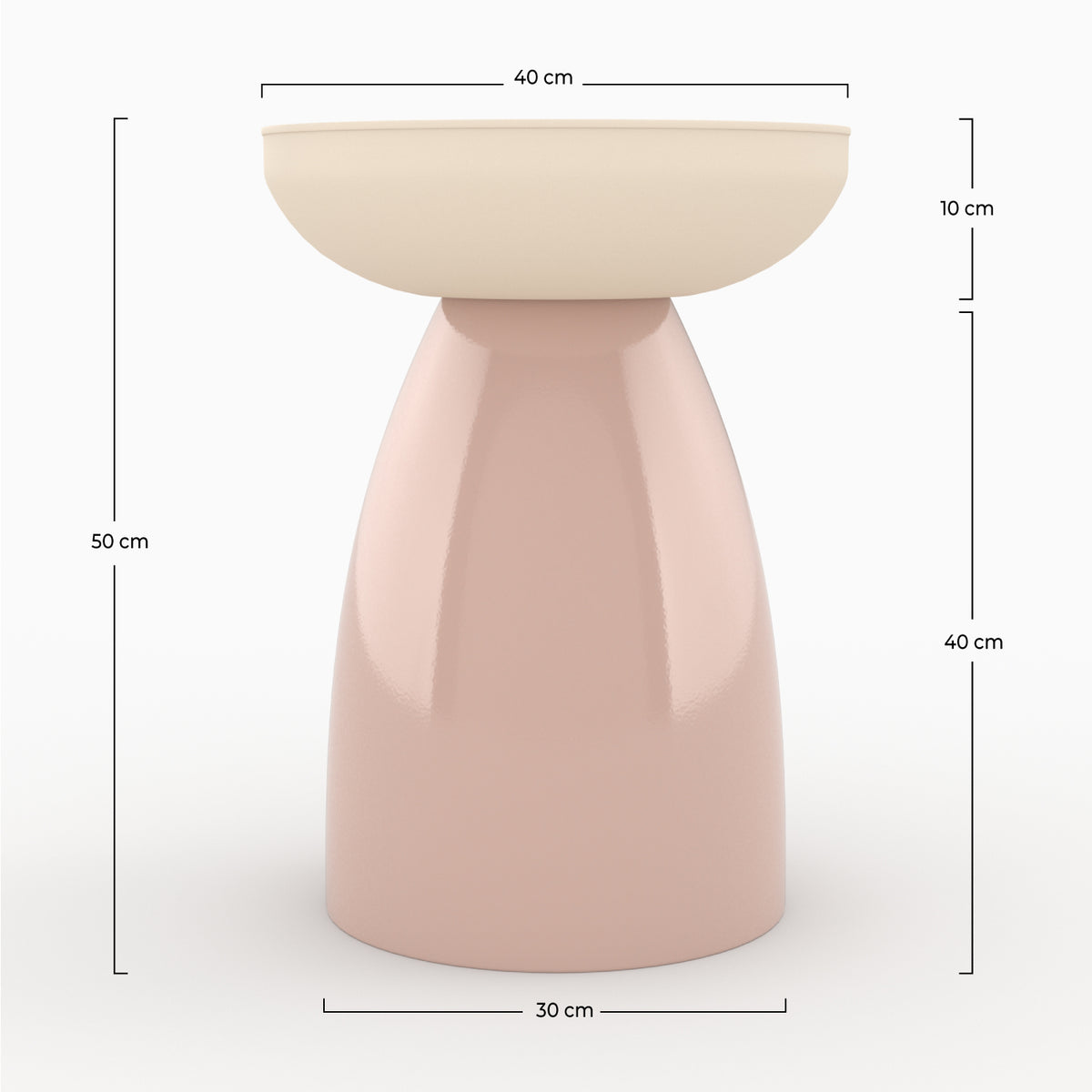 tavolino Colette in metallo rosa rotondo