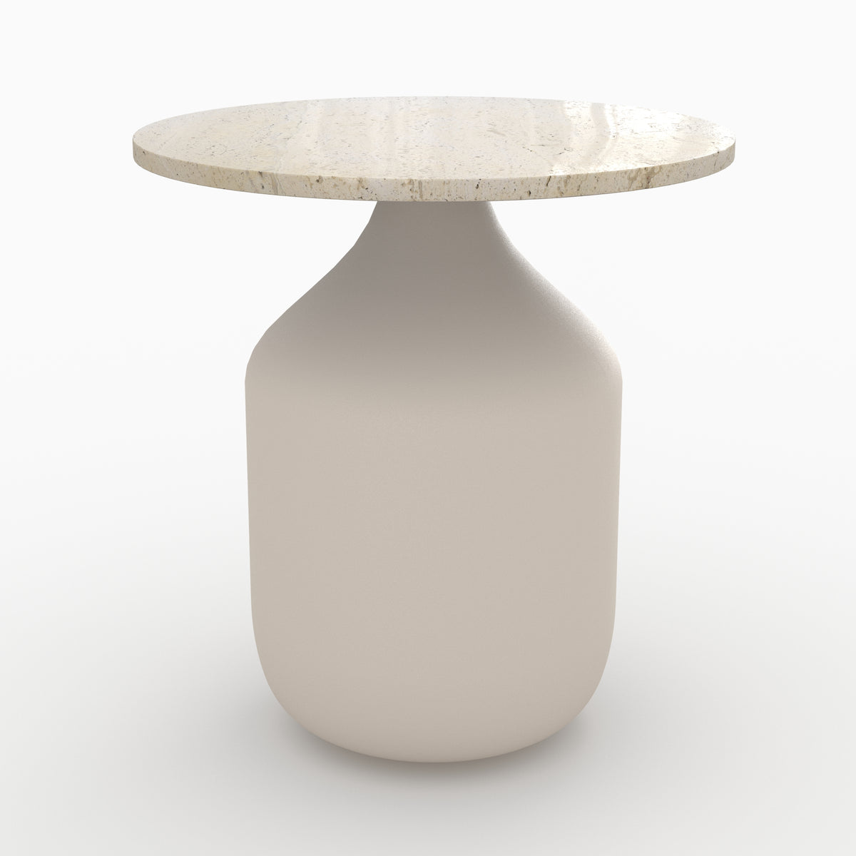 table d appoint ronde en travertin et metal beige louison