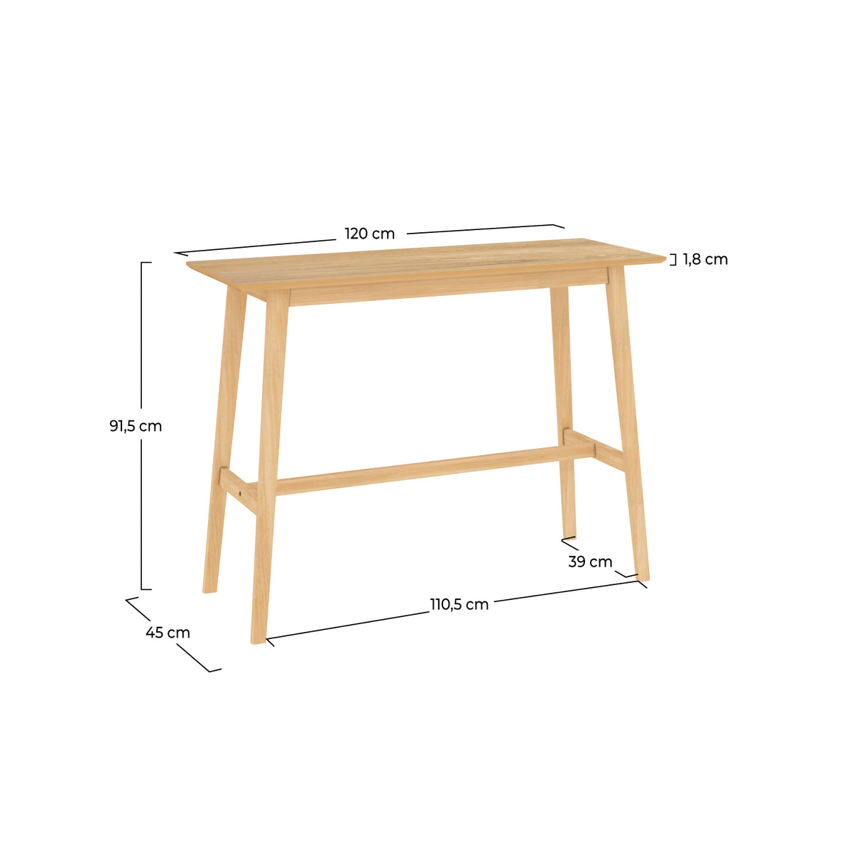 table de bar 4 personnes bois clair buvette