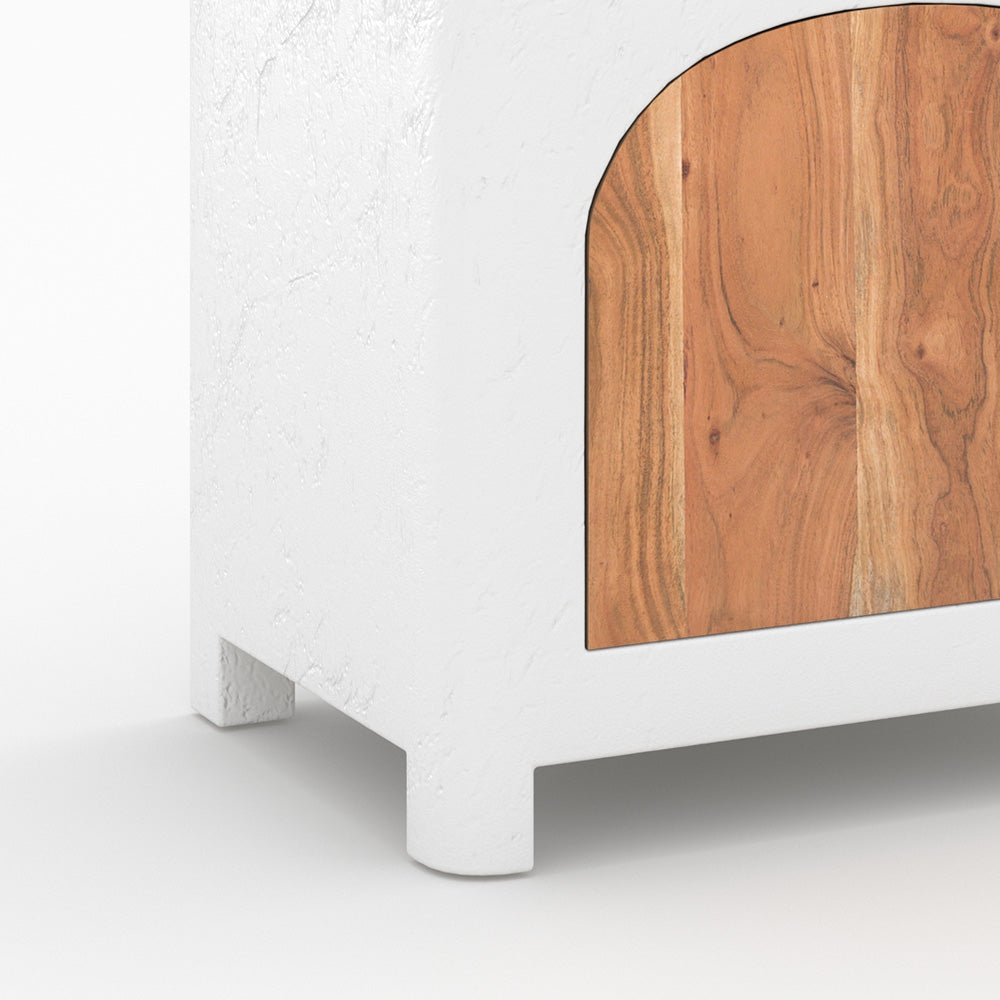 comodino 1 porta fira in legno e cemento bianco