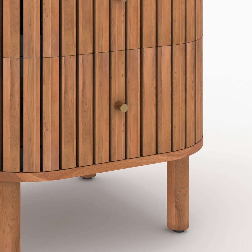 comodino 2 cassetti in legno di acacia paola
