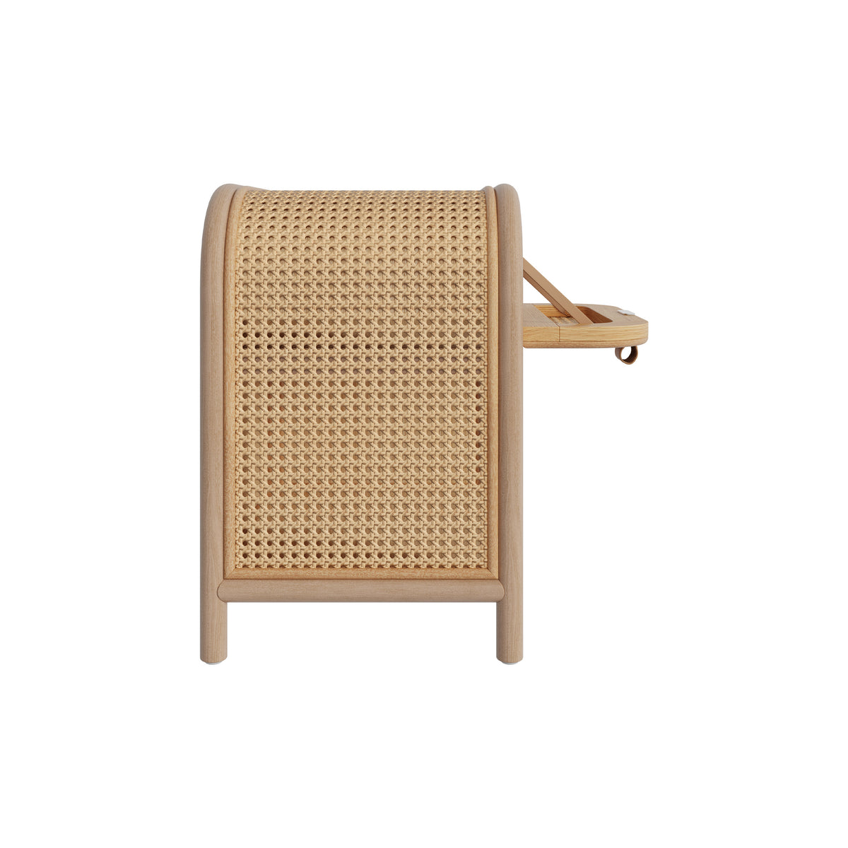 table de chevet alata arrondie en bois et cannage