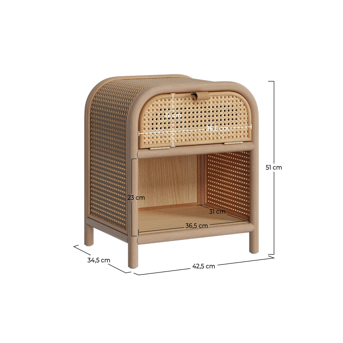 table de chevet alata bois clair et cannage 1 tiroir