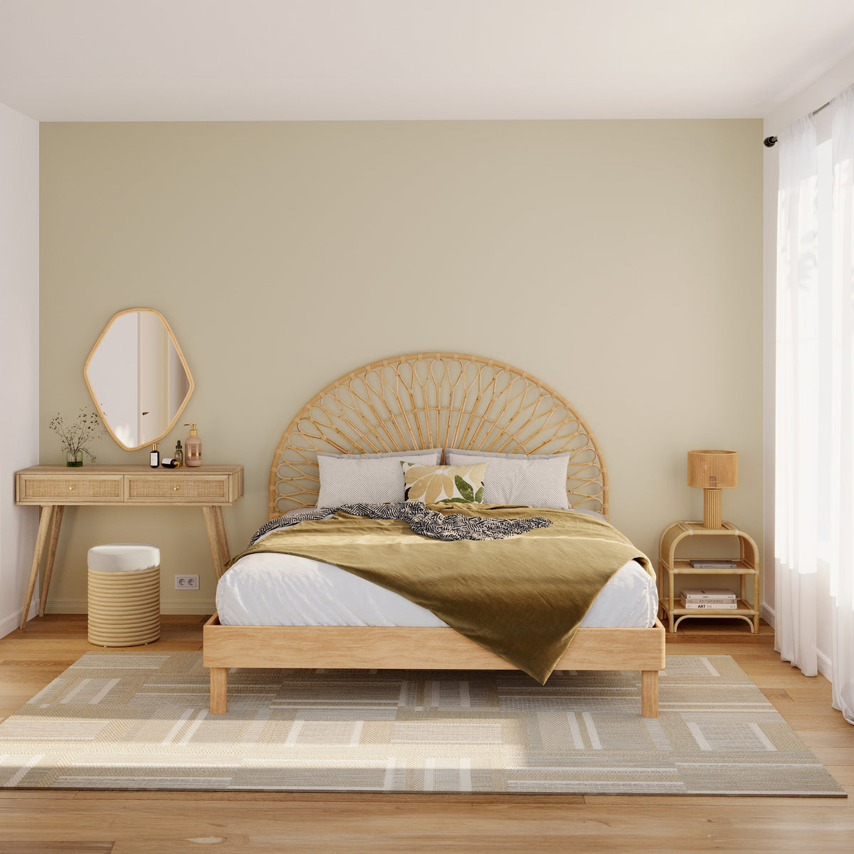 comò in legno e rattan gaspy rdv deco
