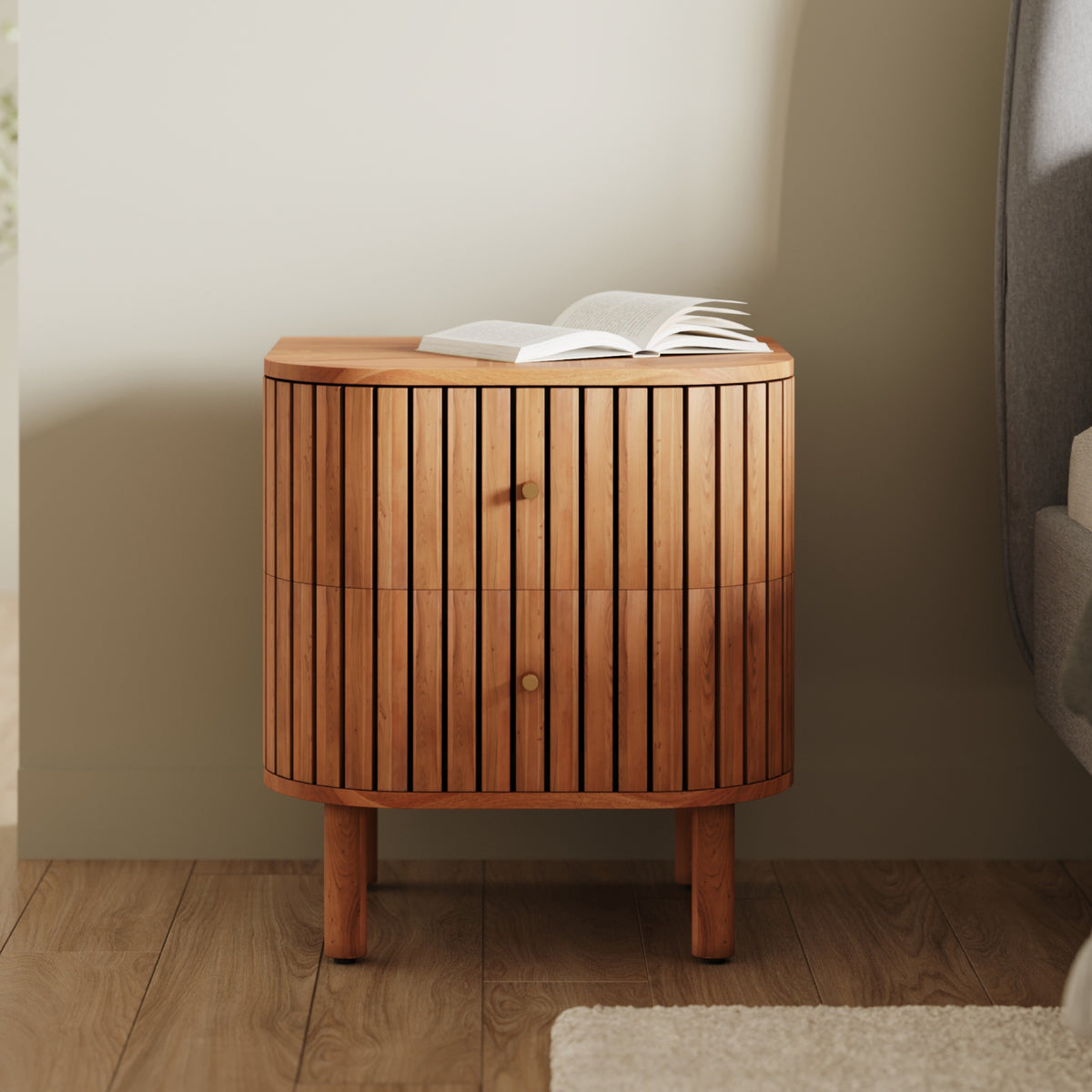 table de chevet bois fonce acacia paola