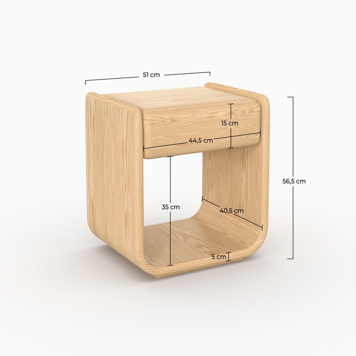 Table de chevet Elea placage chêne dimensions cotes – Maison Pavane