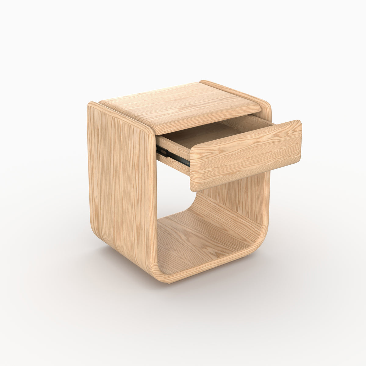 Table de chevet Elea placage chêne tiroir ouvert trois quarts – Maison Pavane