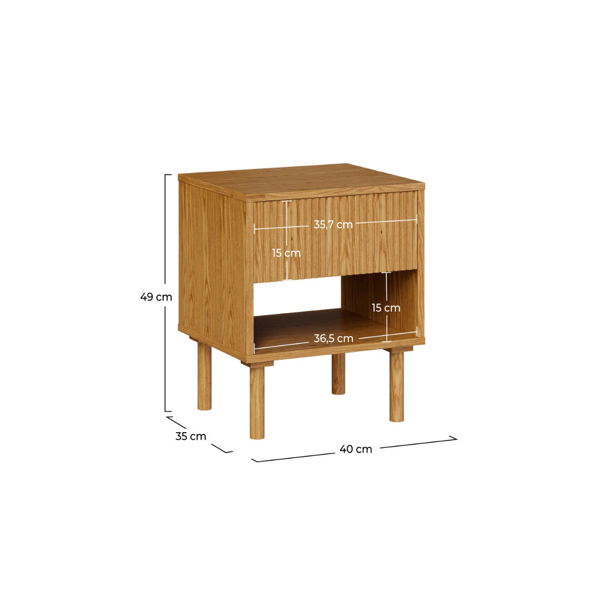 table de chevet en bois et 1 tiroir ines