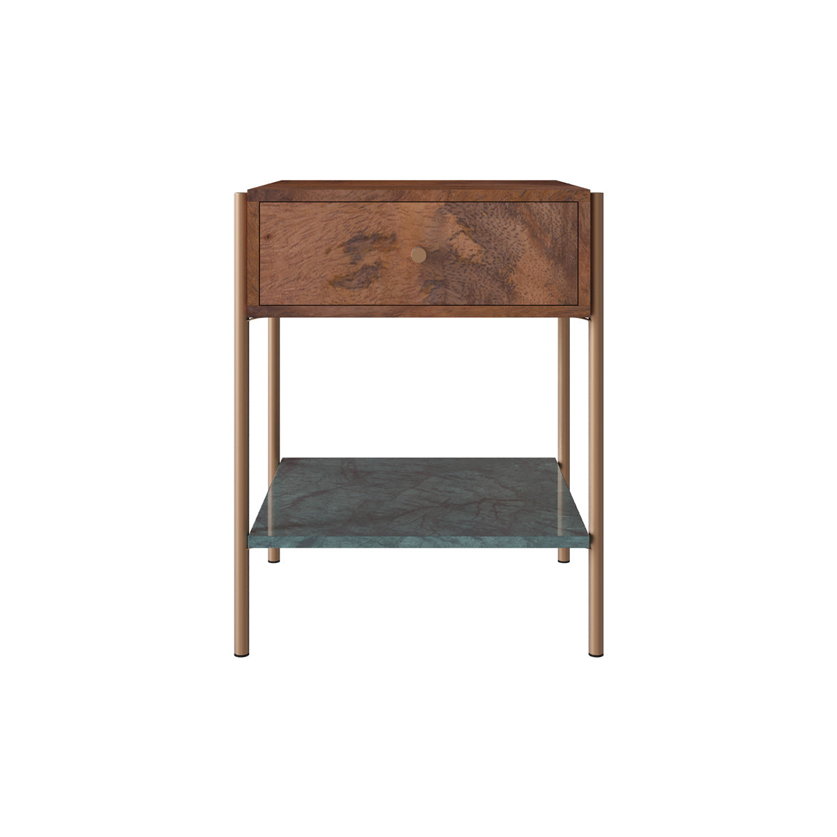 table de chevet en bois fonce et marbre vert doori