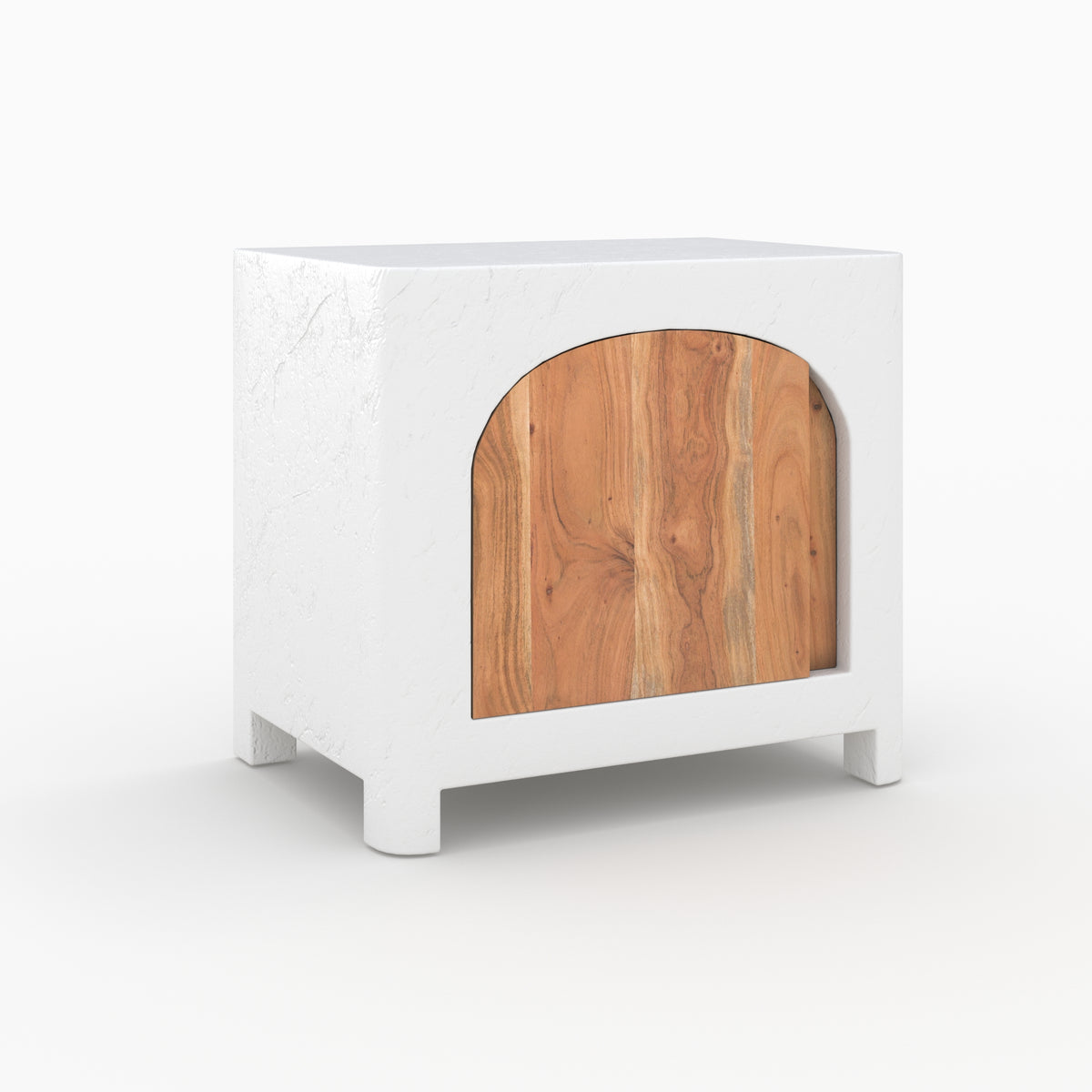 tavolino da notte Fira in cemento bianco e legno