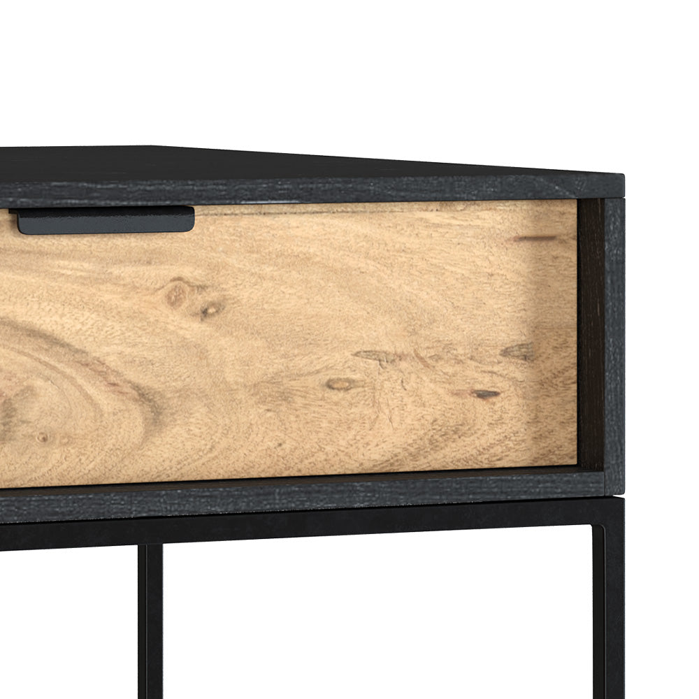 table de chevet rangement bois acacia metal noir jakson