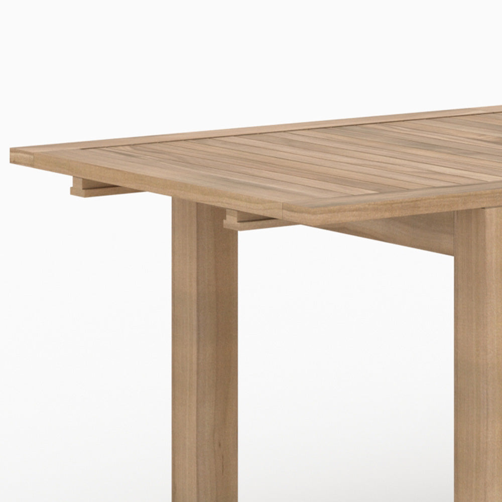 table de jardin extensible 180 240 cm en teck fond beige nido