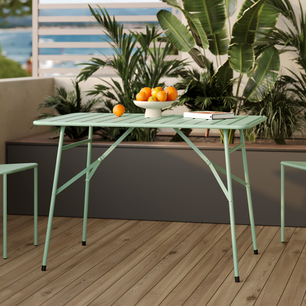 table de jardin verte 4 personnes pliante exterieur yumi