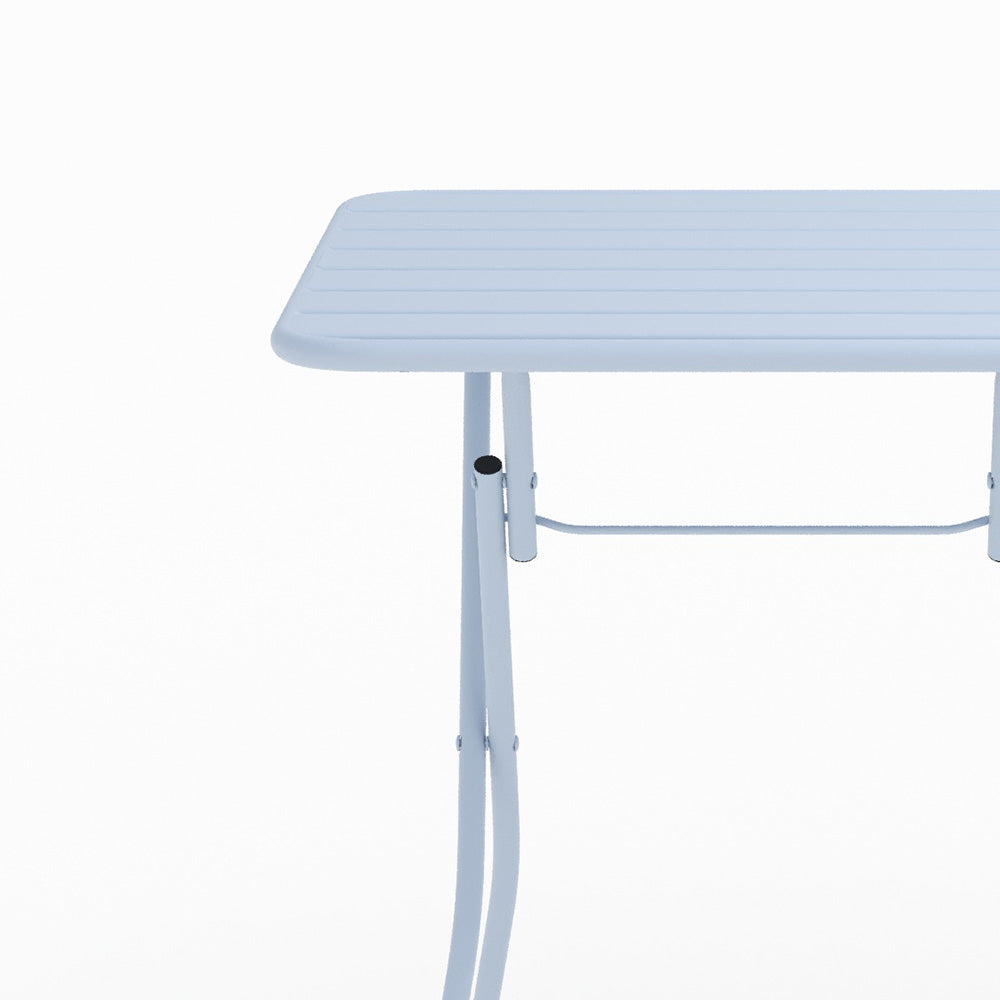 Table de jardin Yumi pliante en métal bleu pastel 2 personnes intérieur