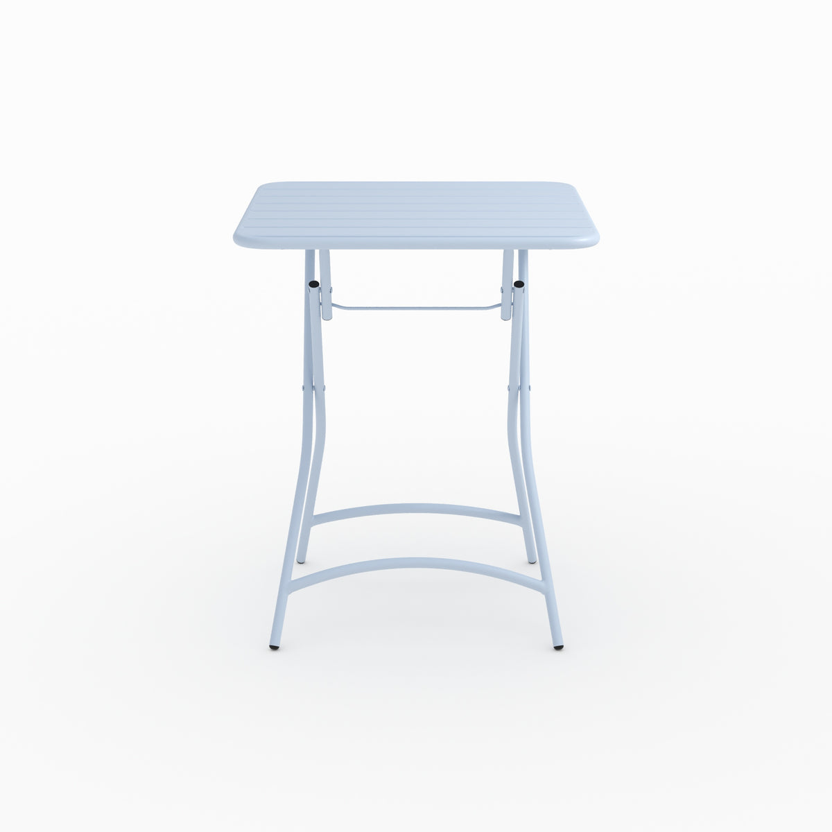 Table de jardin Yumi pliante en métal bleu pastel 2 personnes