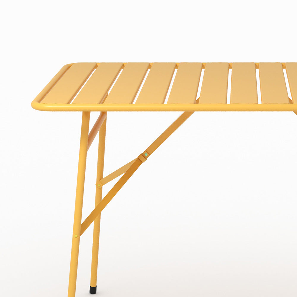 Table de jardin Yumi pliante en métal jaune beurre 4 personnes
