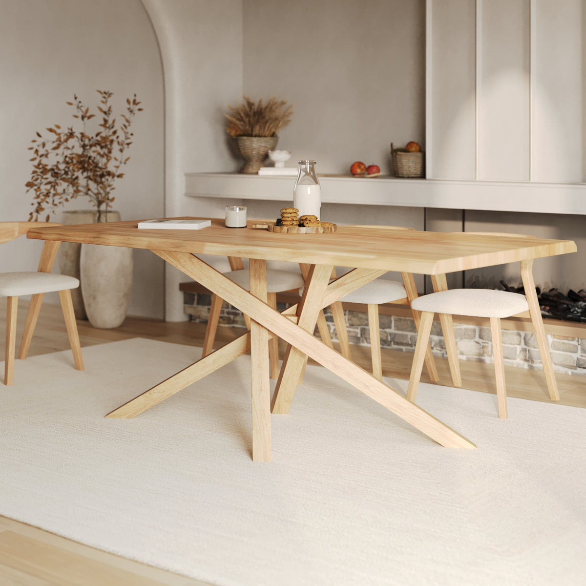 table en bois d hevea massif clair roin 8 places