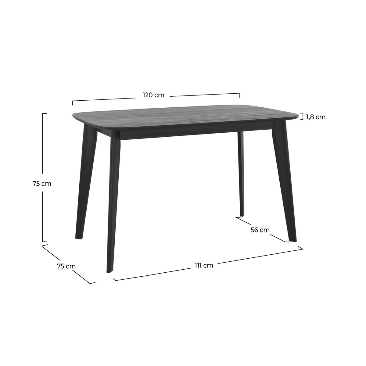 table en bois noir rectangulaire oman 120 cm rdv deco