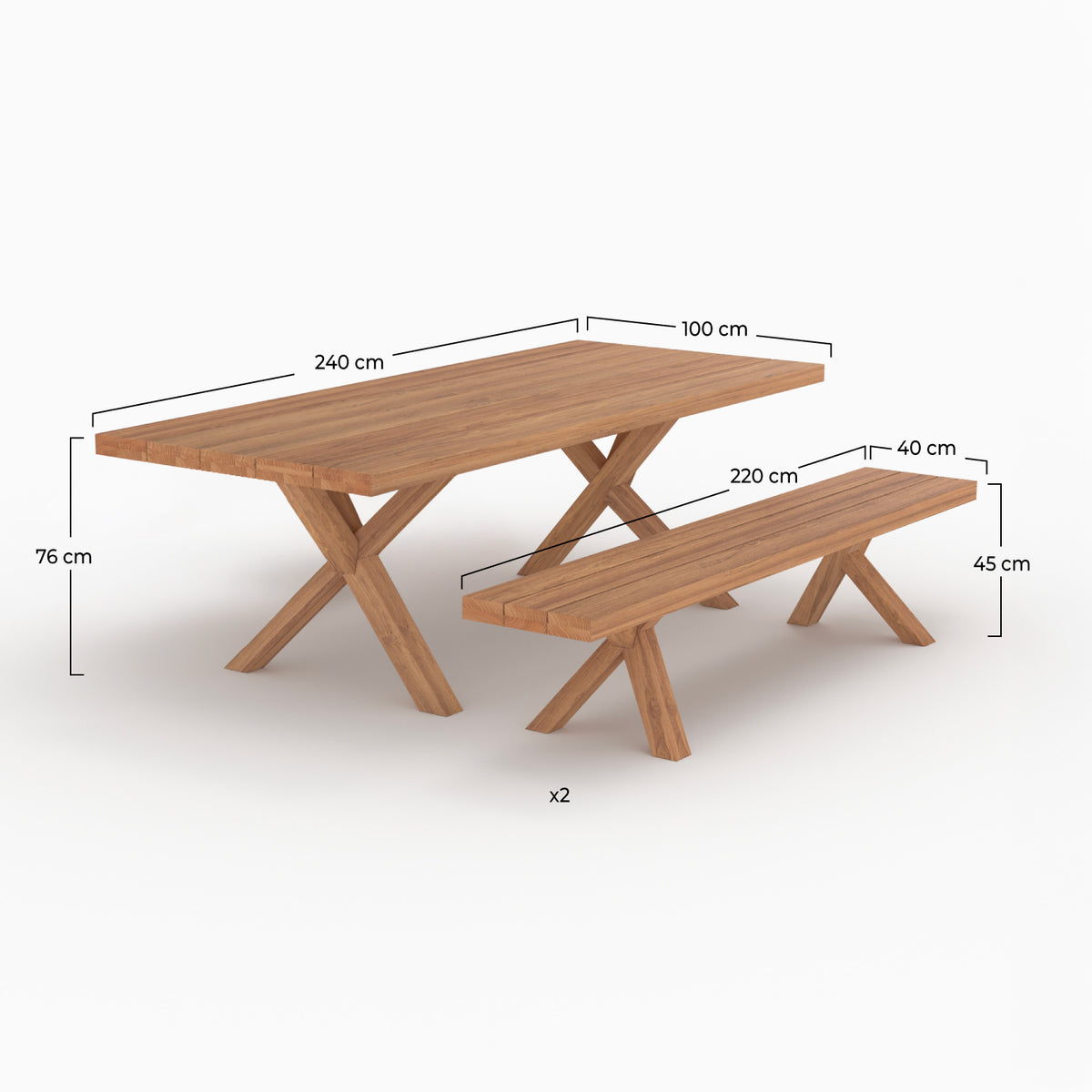 table et bancs de jardin 10 places soraya en bois de teck recycle