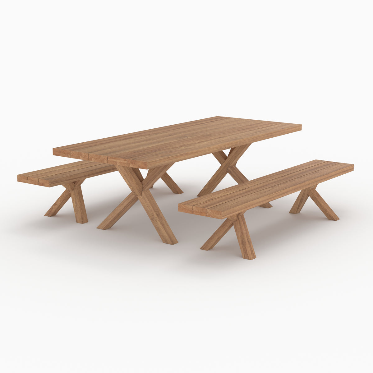 table et bancs jardin 10 personnes soraya en bois de teck recycle