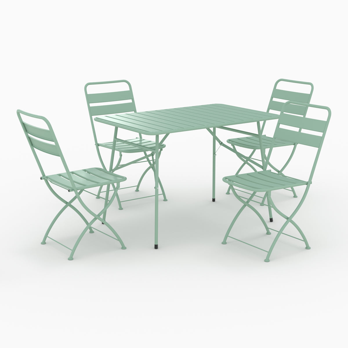 table et chaises de jardin pliantes 4 personnes yumi en metal vert pack pliant
