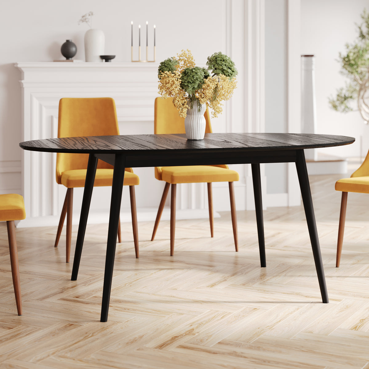 table extensible noire ovale