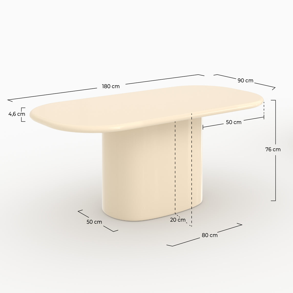 Mesa rectangular Lydia lacada en blanco en MDF, 6 personas